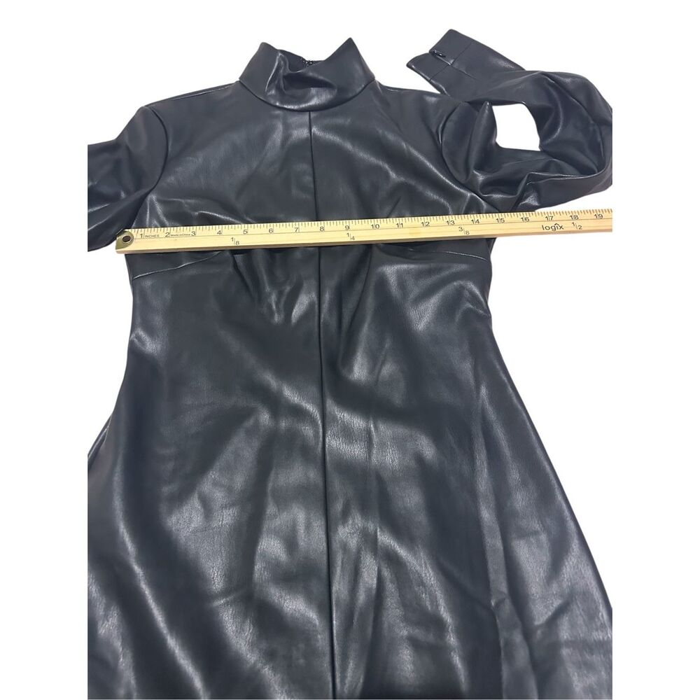 Staud Palettes Faux Leather High Neck Mini Dress Black Size 2 - Picture 5 of 14